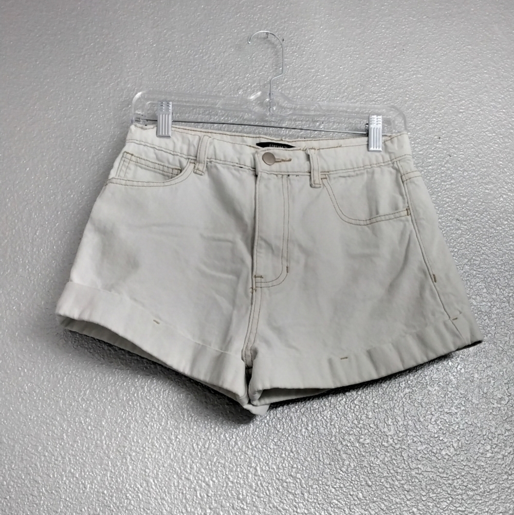 Forever 21 Off White Shorts With Brown Stitching Size 28